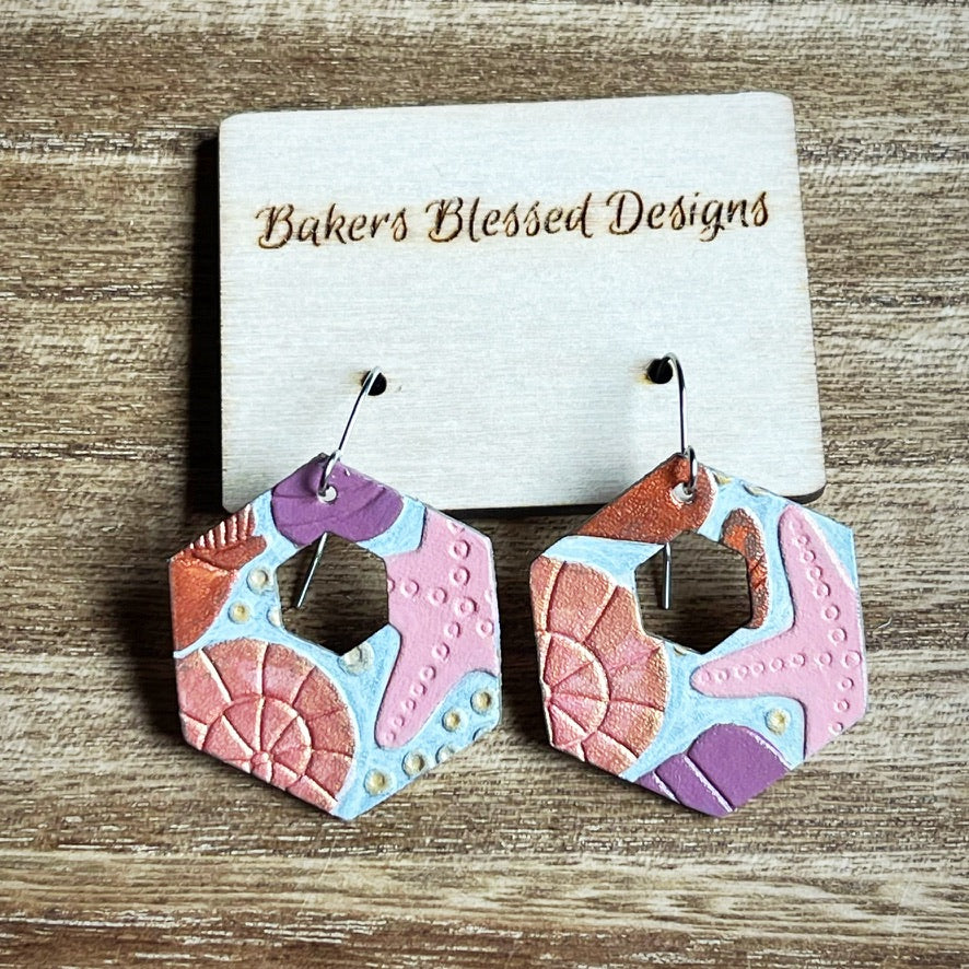 Beach Hexagon Earrings