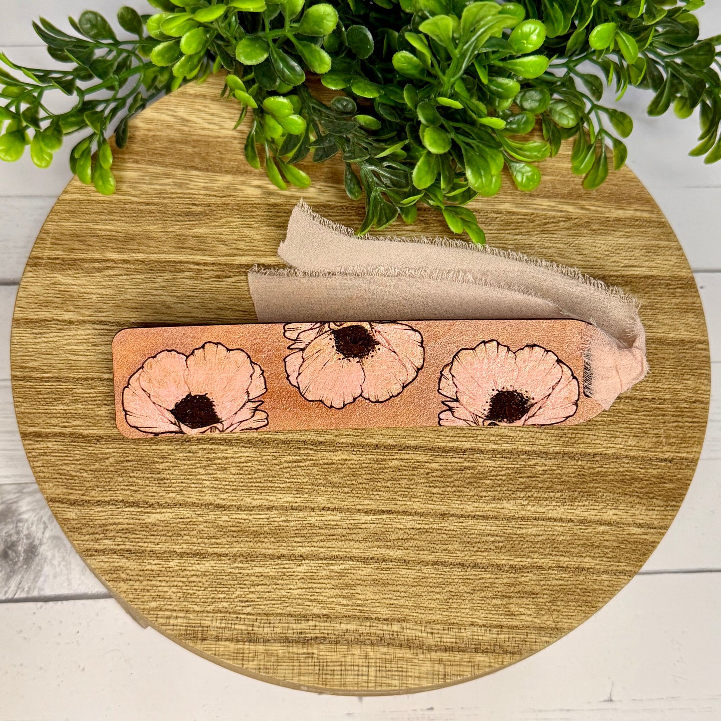 Soft Floral Leather Bookmark