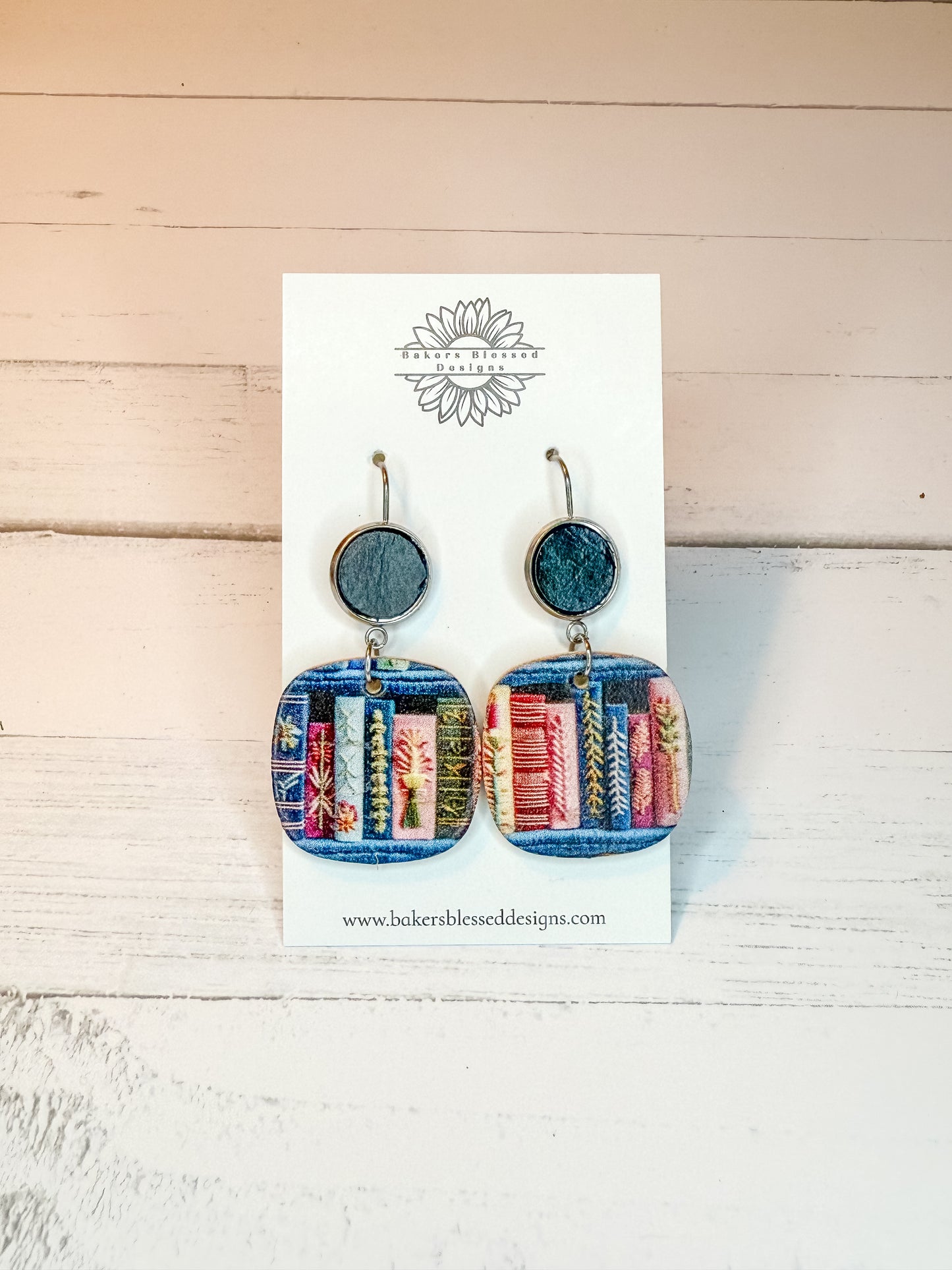 Bookshelf Statement Earrings – Handmade Library Lover Jewelry