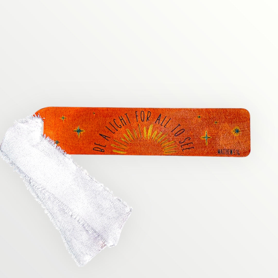 Matthew 5:16 Leather Bookmark – Handmade Gift for Readers