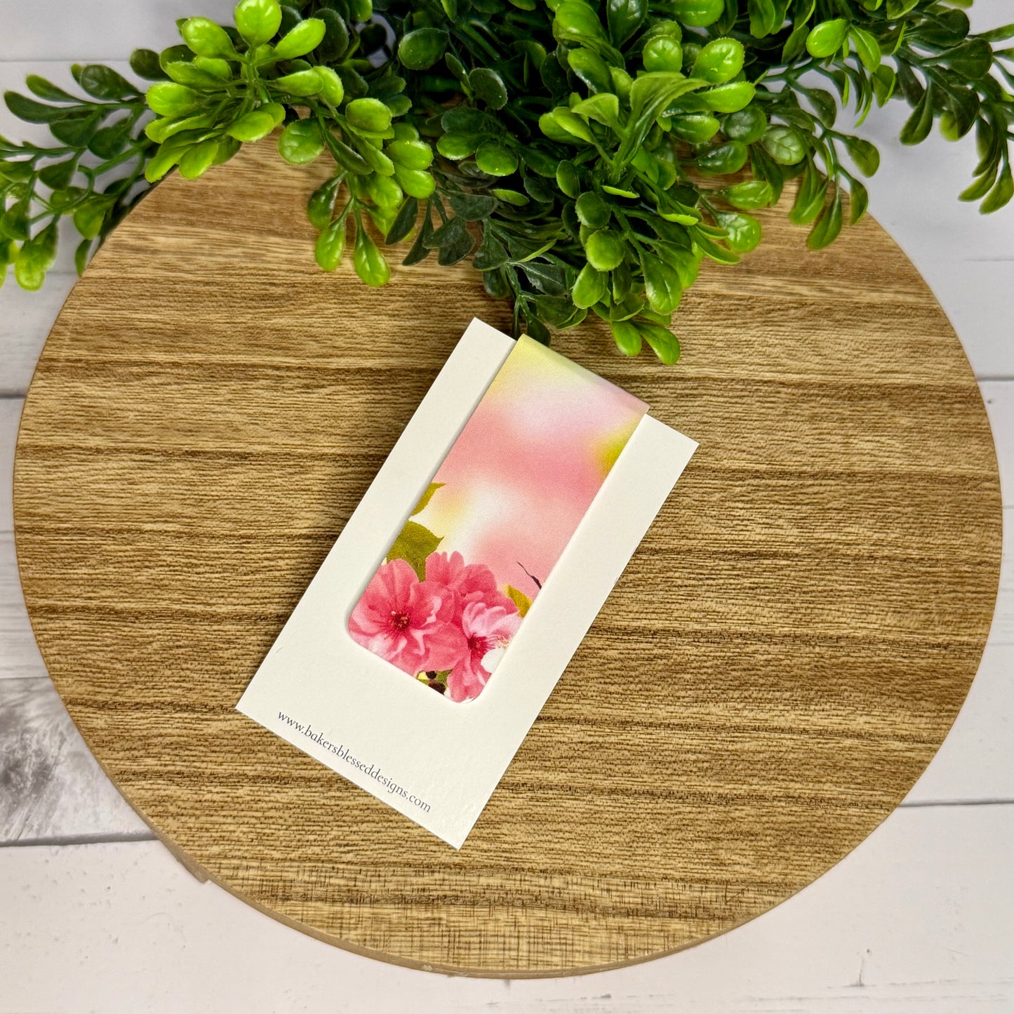 Pink Floral Magnetic Bookmark