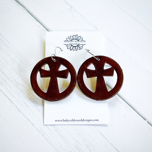 Cross Leather Earrings