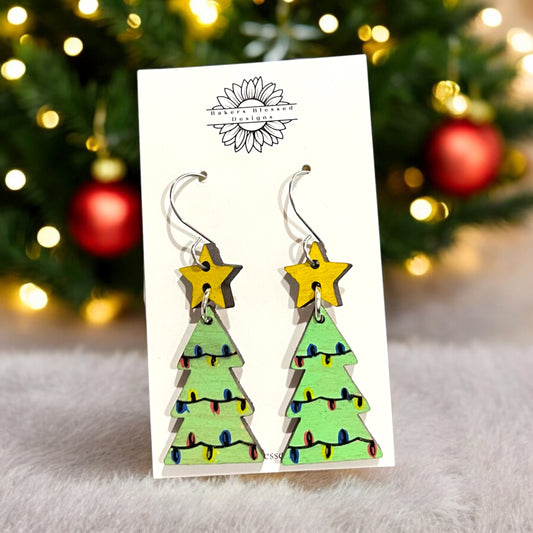 Lighted Christmas Tree Earrings