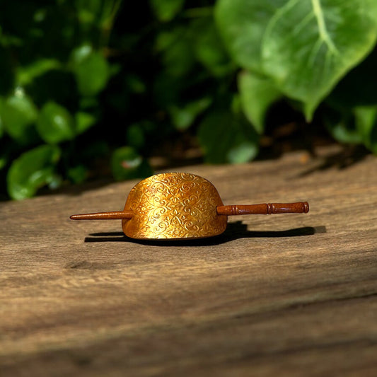 Tooled and Painted Leather Hair Slide