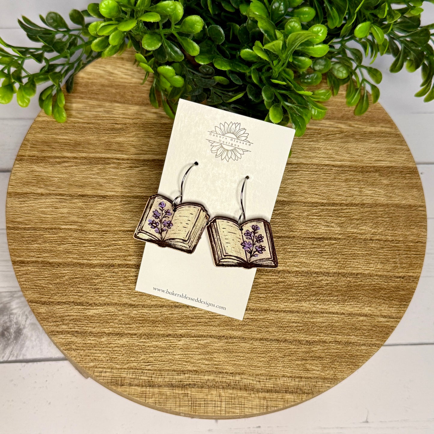 Open Book Leather Earrings - 3 Sizes!
