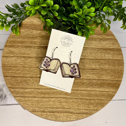 Open Book Leather Earrings - 3 Sizes!