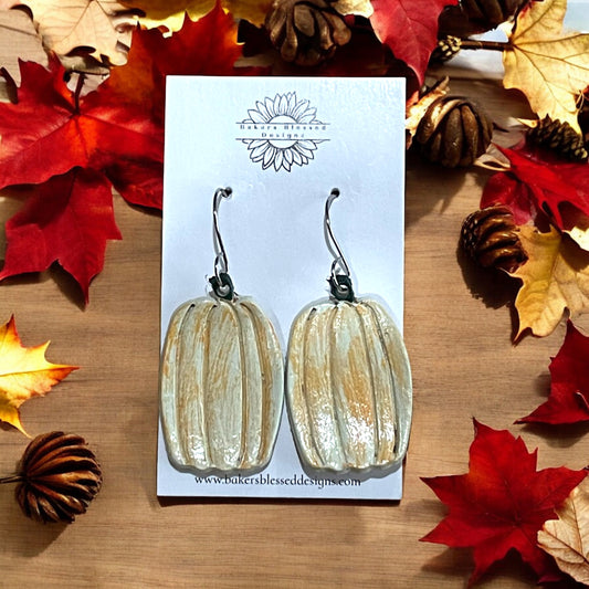 Tall Pumpkin Leather Earrings