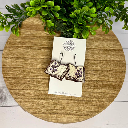 Open Book Leather Earrings - 3 Sizes!