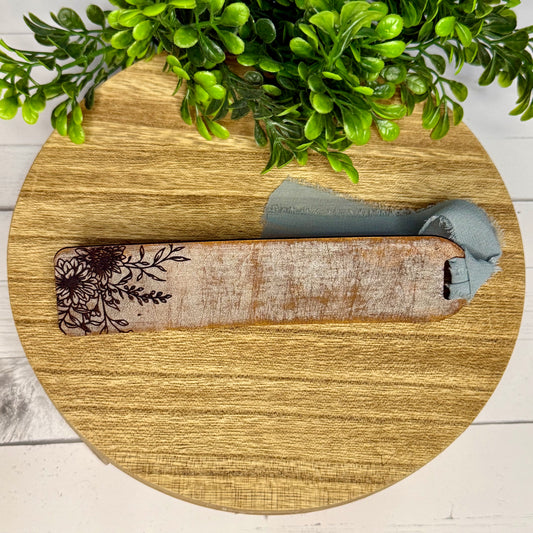 Dark Antique Stained Floral Leather Bookmark