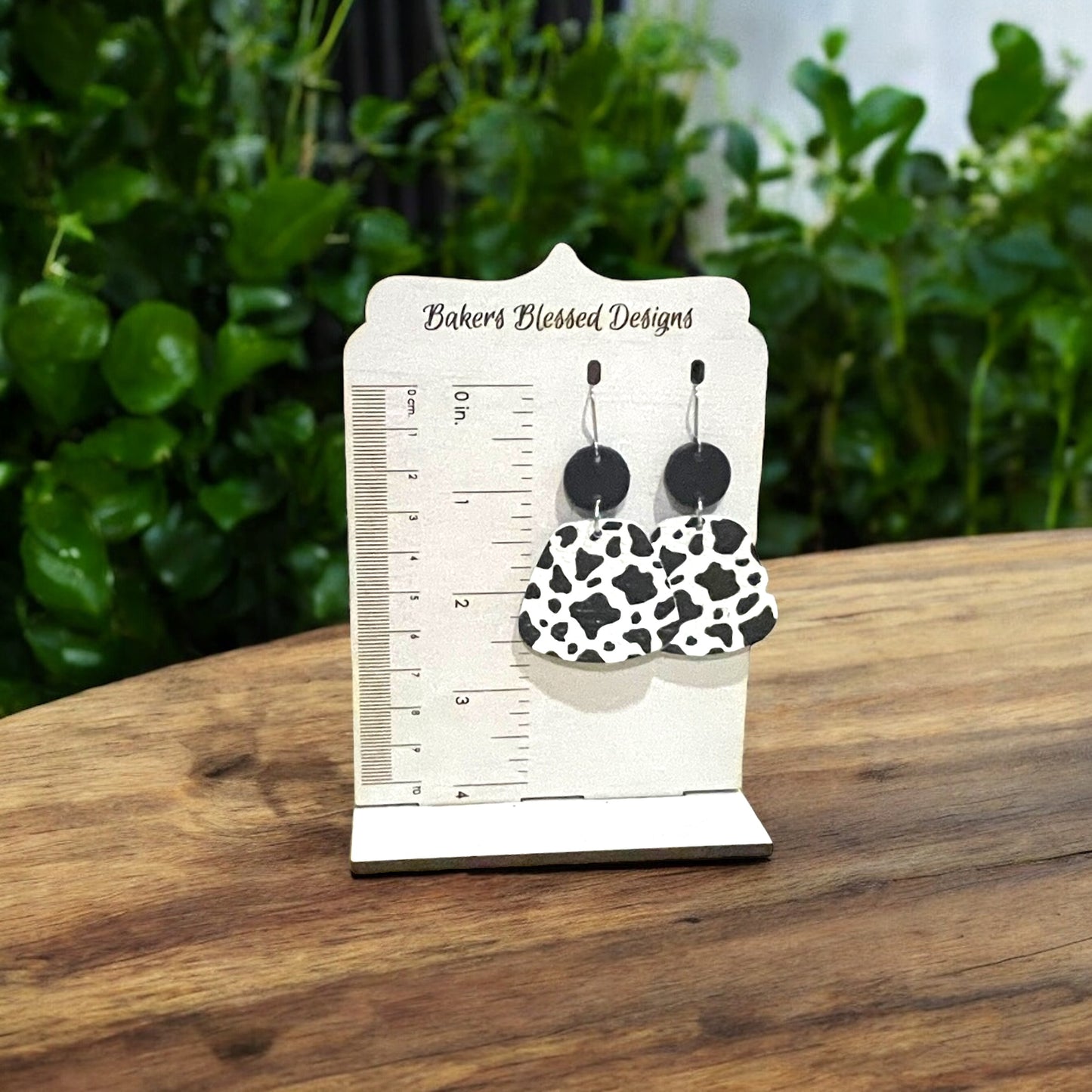 Cow Print Genuine Leather Earrings