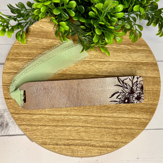 Dark Stained Floral Leather Bookmark