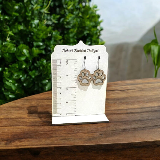 Paw print Wooden Earrings