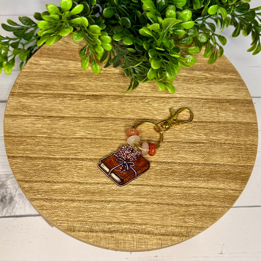 Floral Book Keychain & Purse Charm