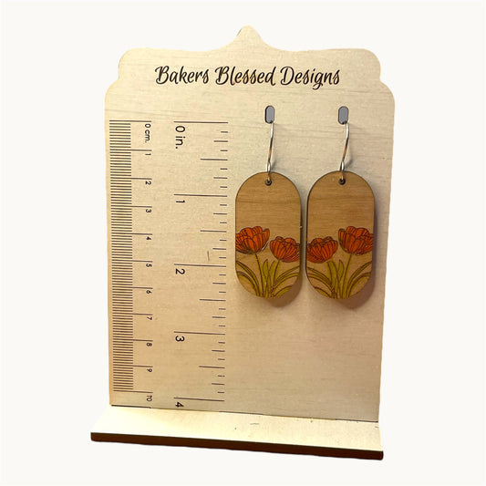 Floral Wooden Earrings