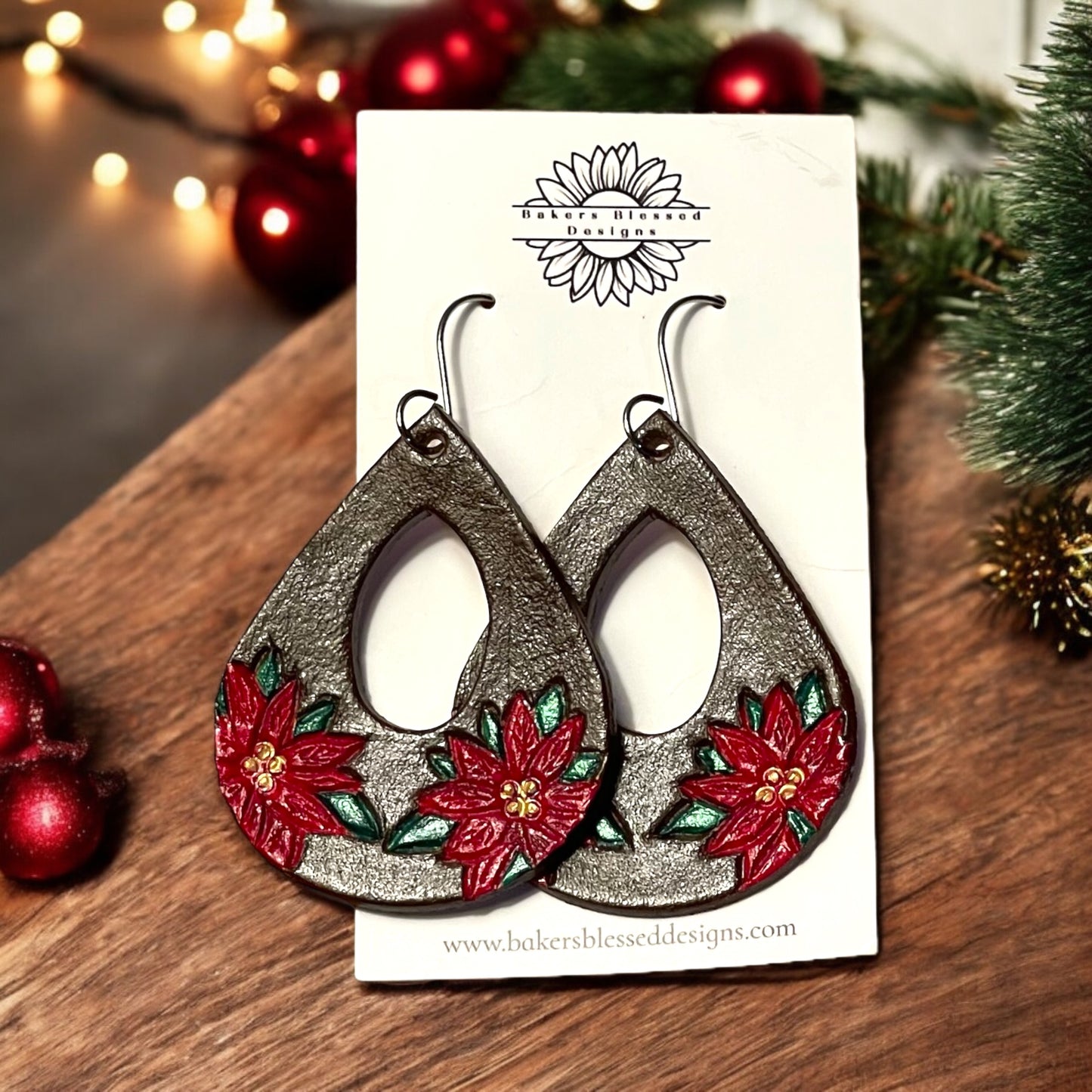 Poinsettia Earrings