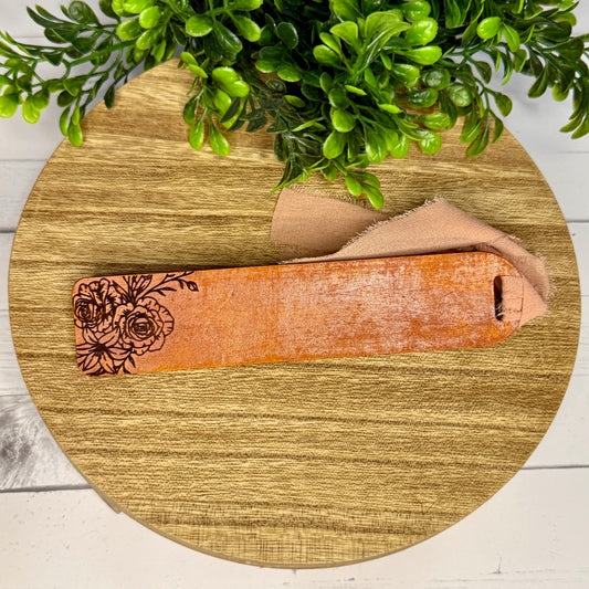 Light Stained Floral Leather Bookmark
