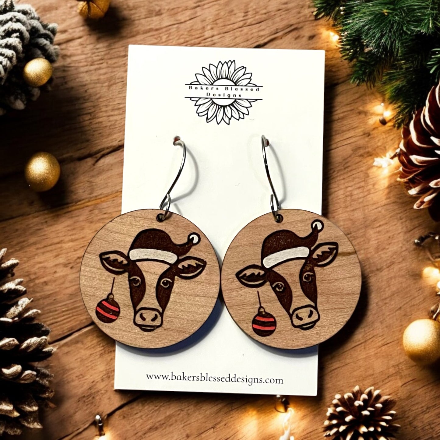 Christmas Cow Earrings