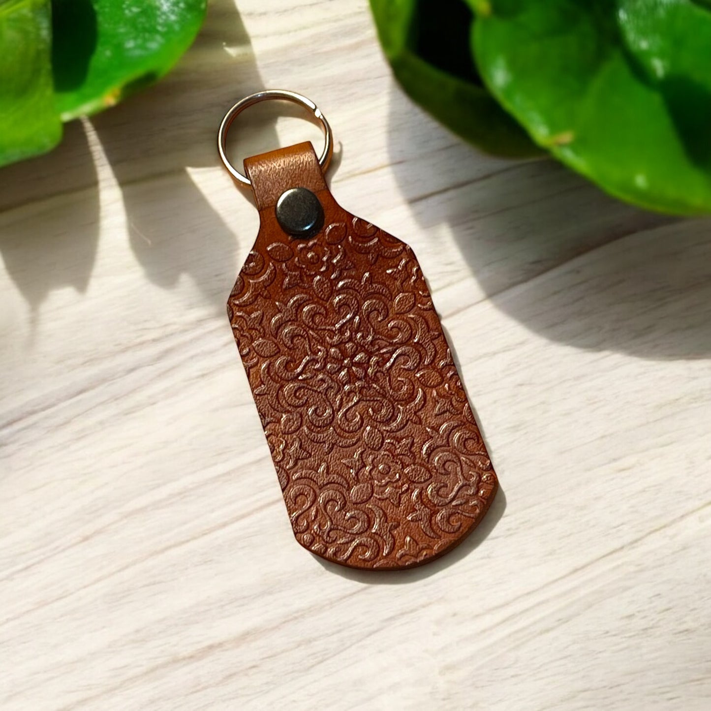 Fancy Tooled Leather Keychain