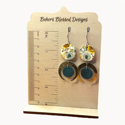 Teal Floral Earrings