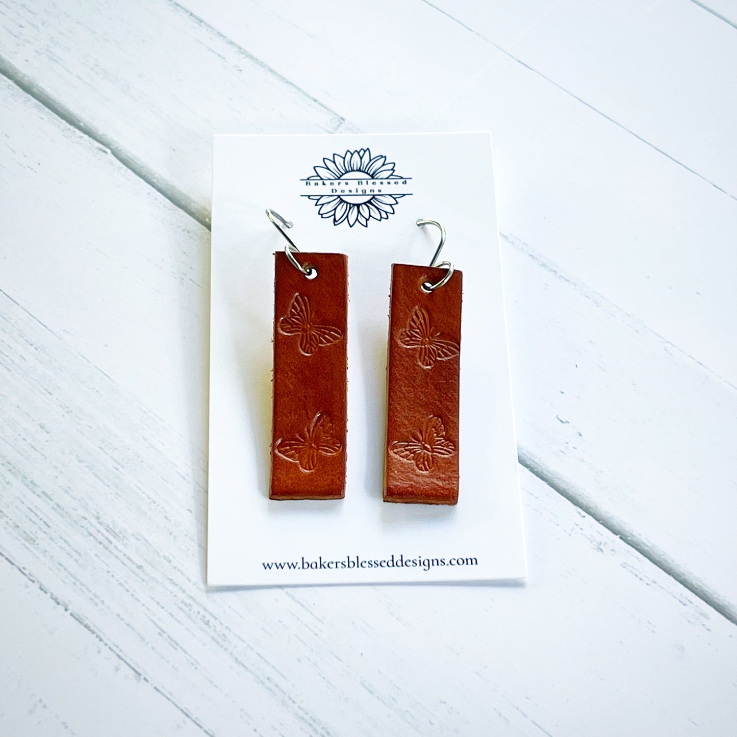 Butterfly Bar Leather Earrings