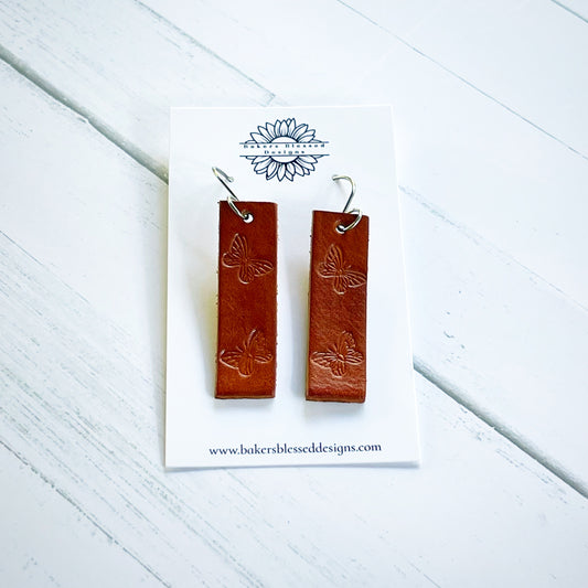 Butterfly Bar Leather Earrings