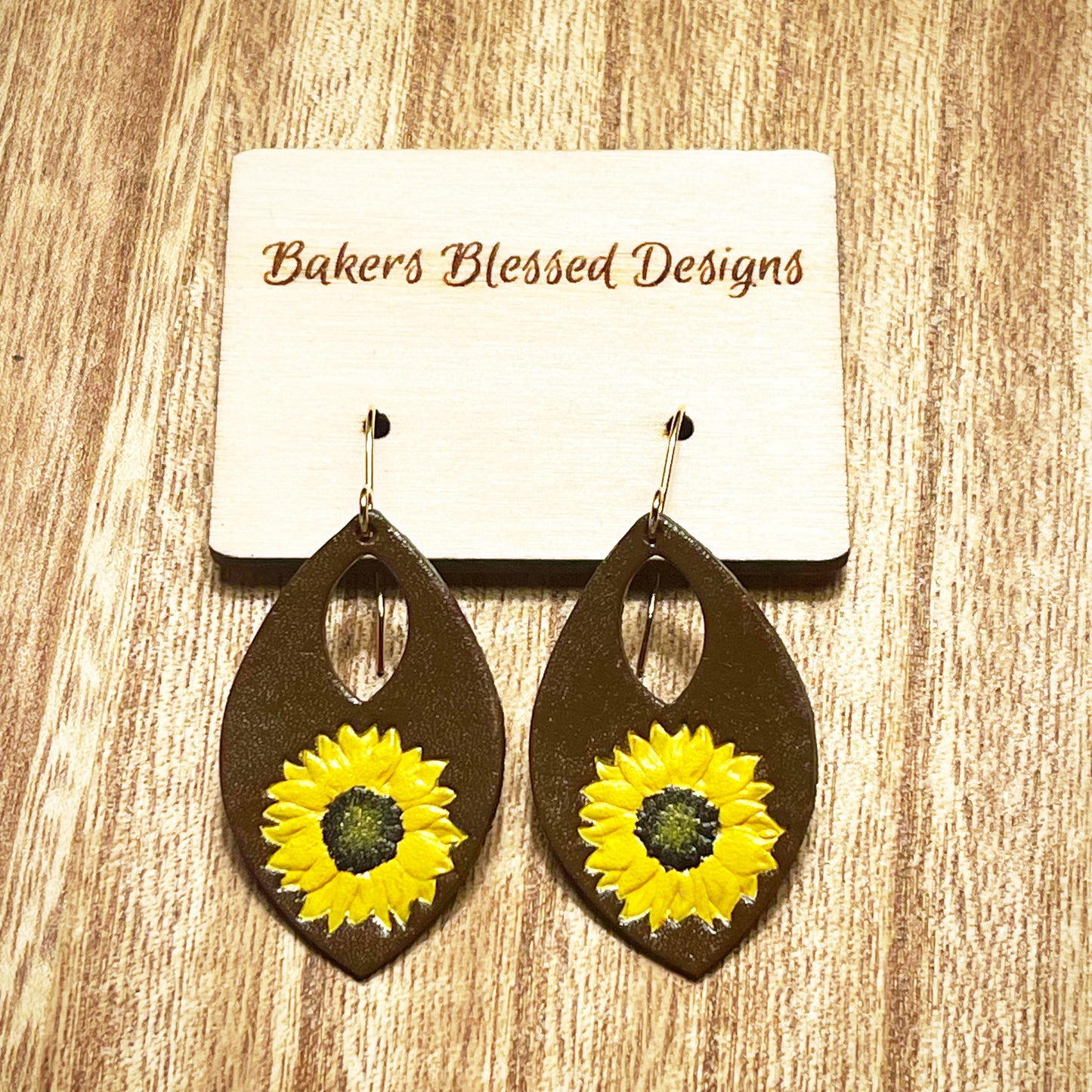 Sunflower Leather Earrings