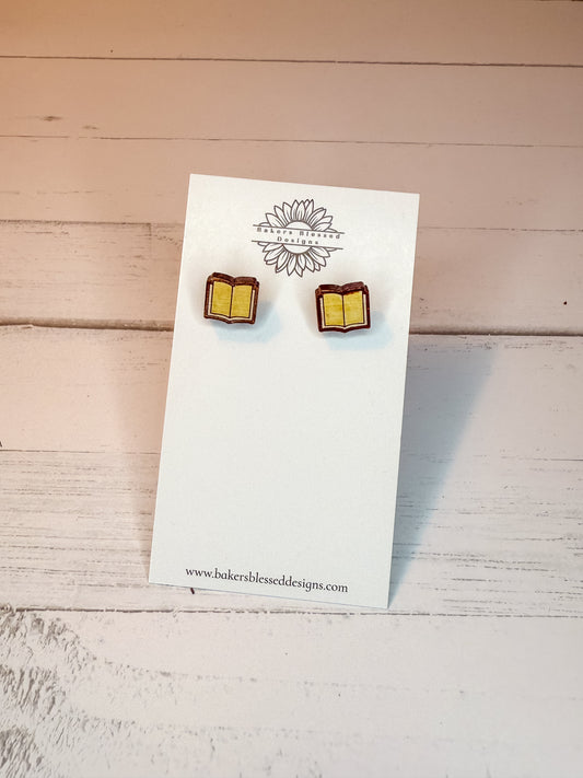 Book Lover Stud Earrings – Handmade Open Book Jewelry for Readers & Teachers