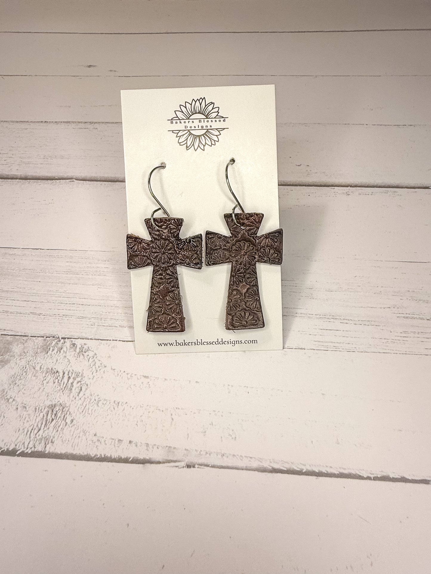 Tooled Cross Earrings – Handmade Lightweight Faith-Inspired Jewelry