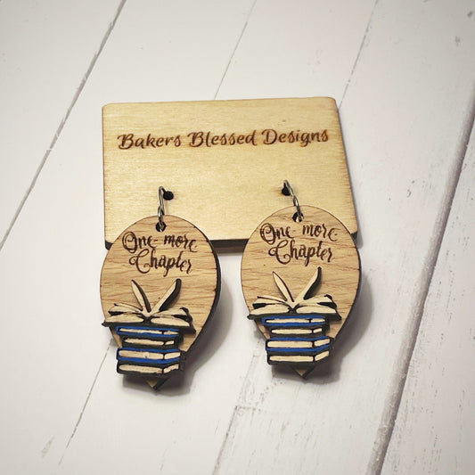 One More Chapter Wooden Earrings