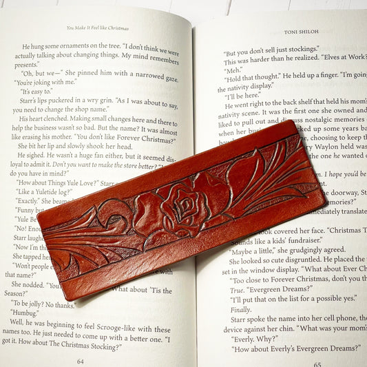 Floral Genuine Leather Bookmark