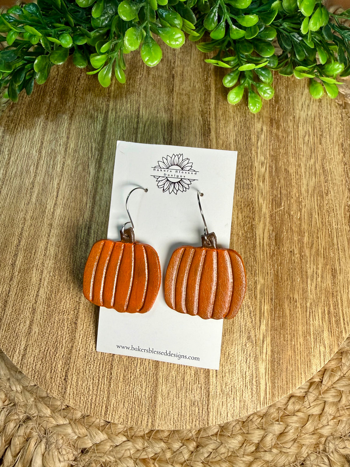 Pumpkin Leather Earrings