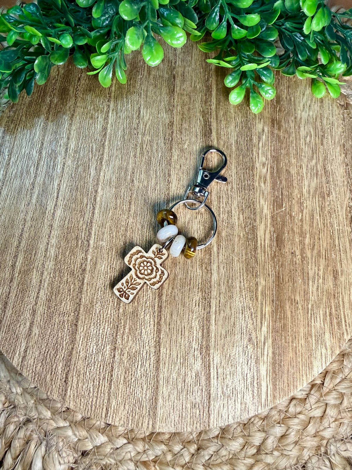 Engraved Cross Purse Clip / Keychain