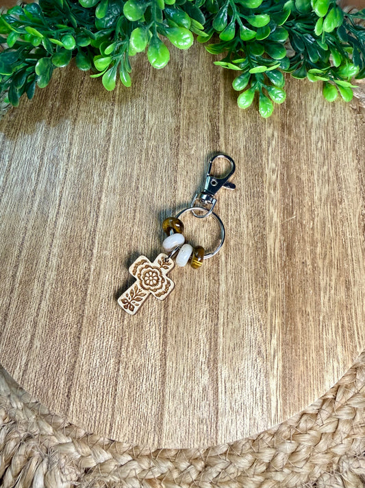 Engraved Cross Purse Clip / Keychain