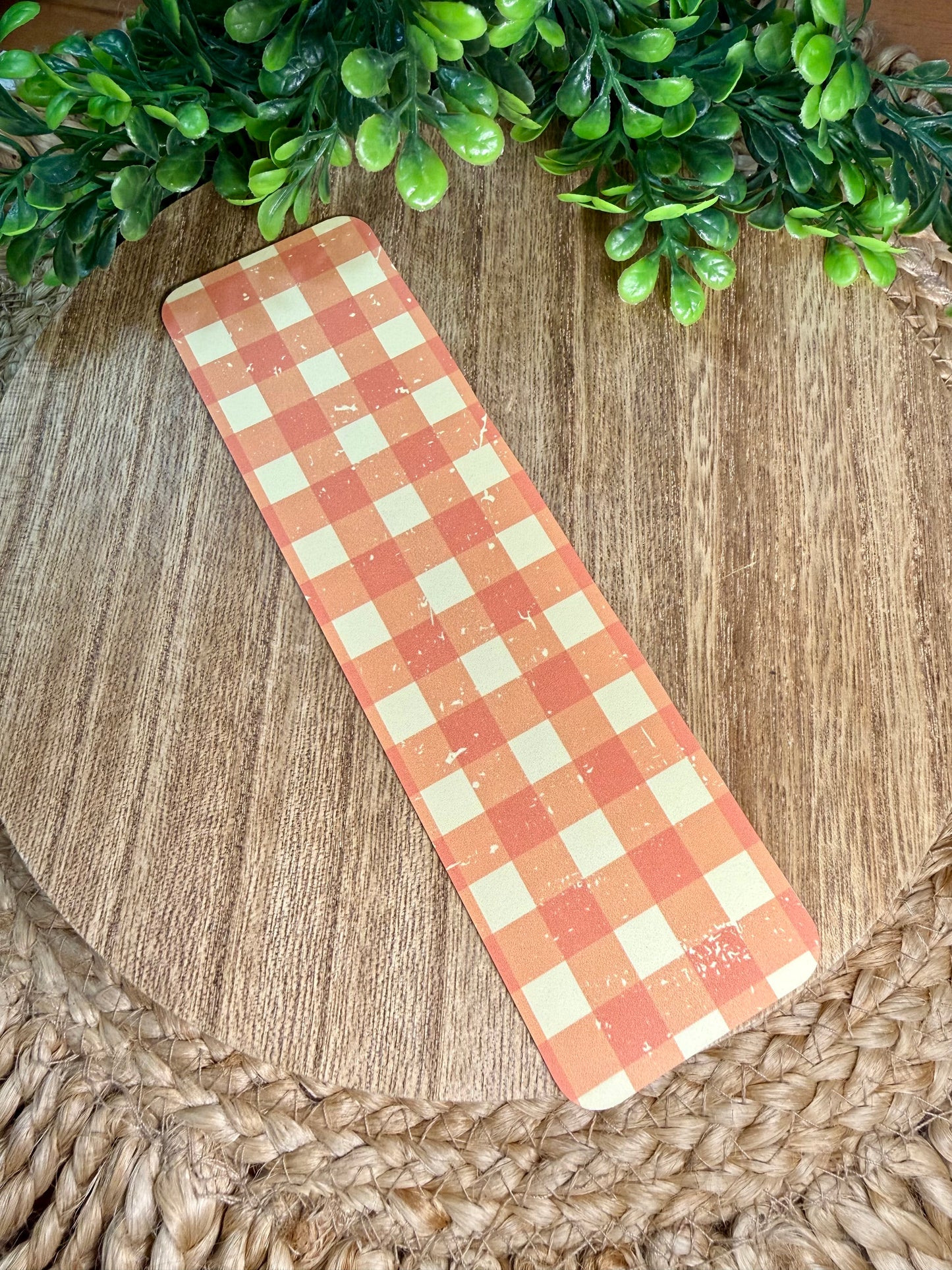 Fall Orange Plaid Bookmark