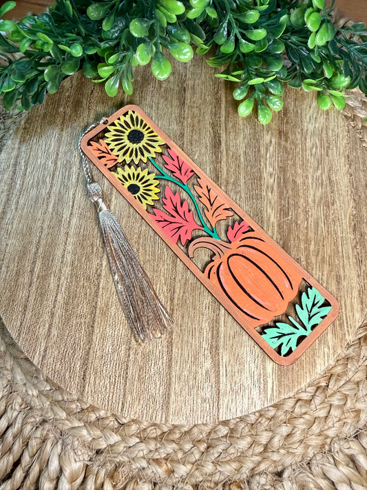 Fall Pumpkin Leather Bookmark