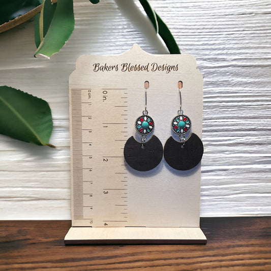 Embellished Black Cork Earrings