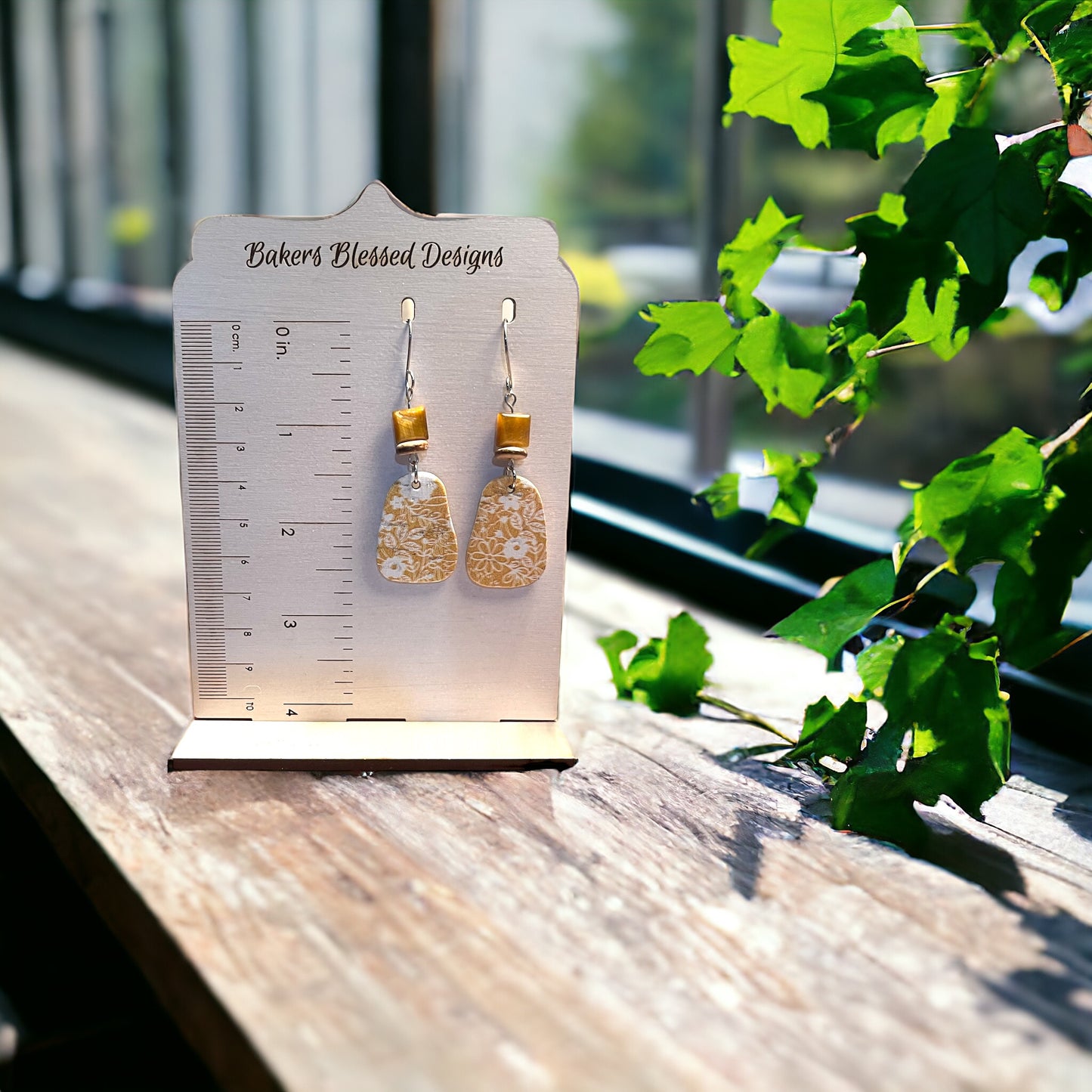 Floral Golden Beaded and Cork Earrings