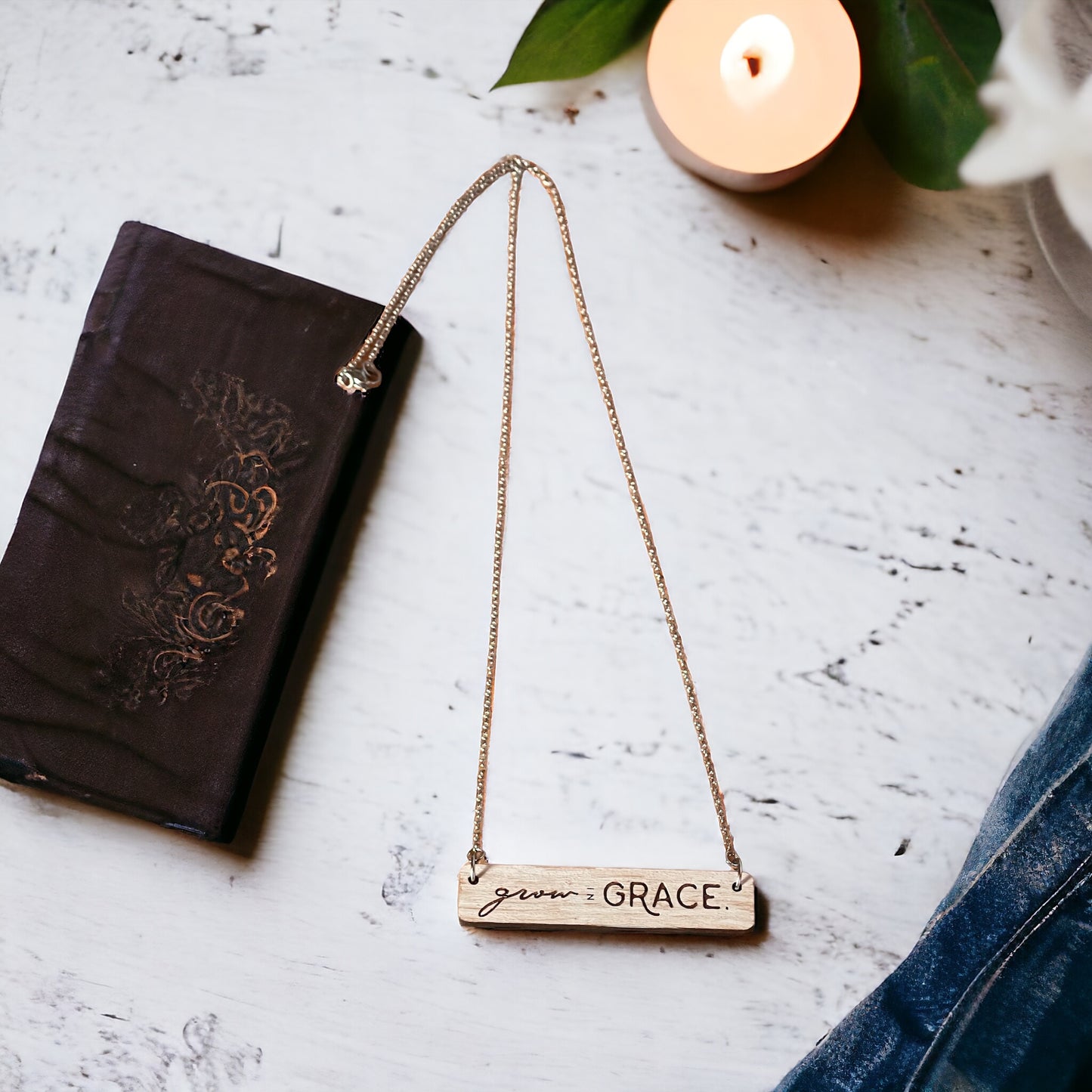 Grow in Grace Wooden Necklace
