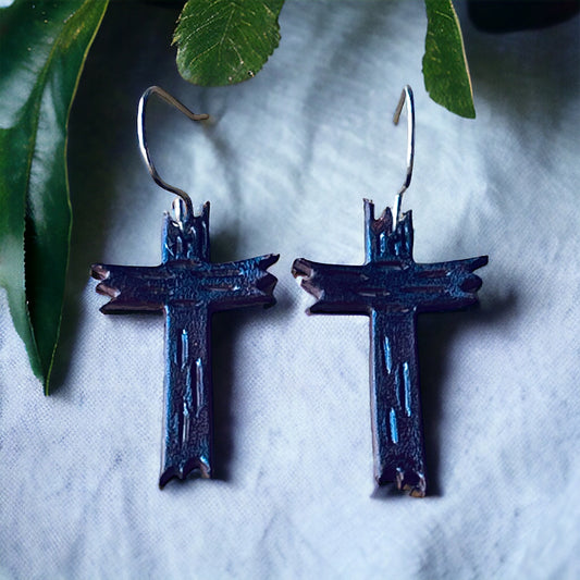 Cross Leather Earrings