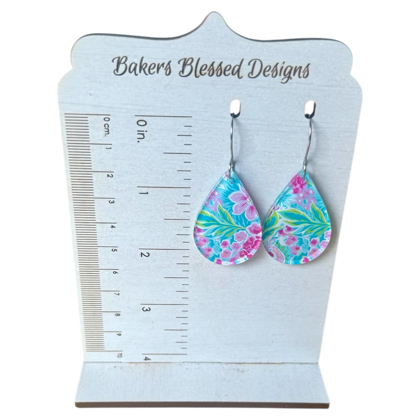 Tropical Bloom Teardrop Earrings – Lightweight Acrylic Floral Dangles
