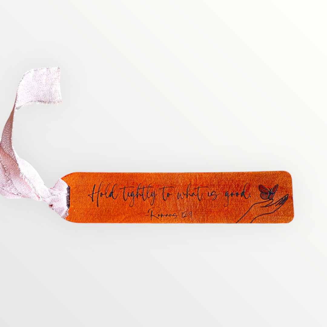 Romans 12:9 Leather Bookmark – Handmade Gift for Readers