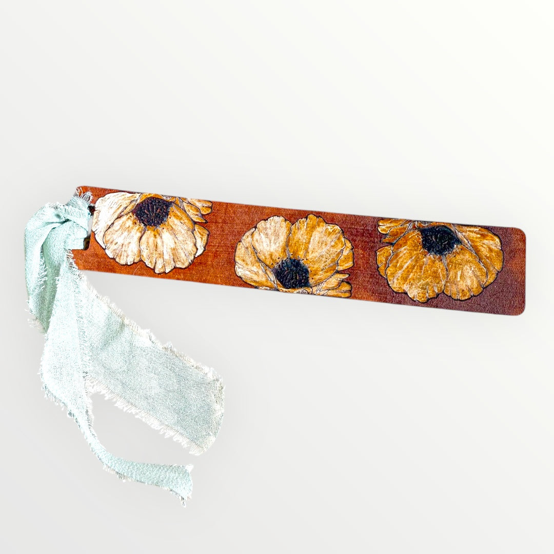 Floral Leather Bookmark – Handmade Gift for Readers