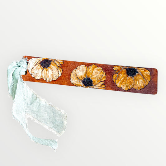 Floral Leather Bookmark – Handmade Gift for Readers