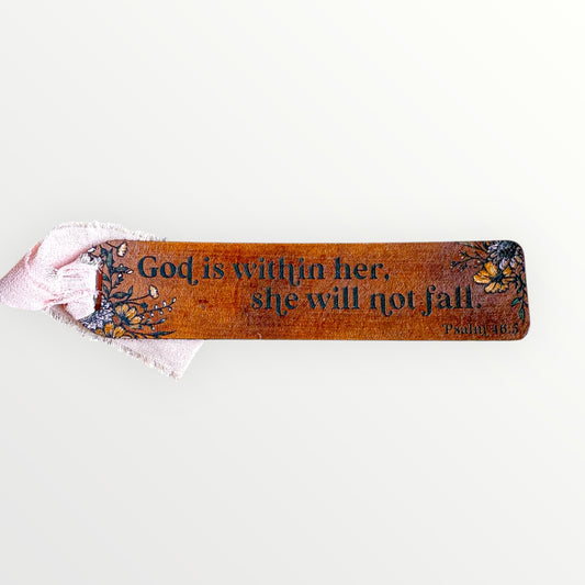 Psalm 46:5 Leather Bookmark – Handmade Gift for Readers